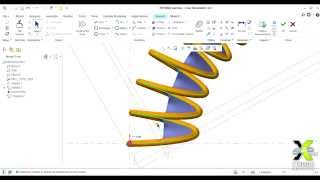 PTC Creo 20 Spring of any trajectory  Sweep trajpar equation  HD [upl. by Parent]