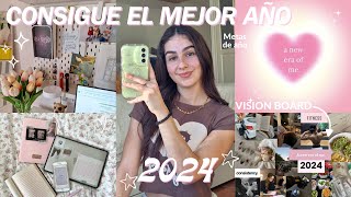 CÓMO HACER 2024 EL MEJOR AÑO I Visionboard goal setting hábitos saludables 💗 [upl. by Aisatsanna]