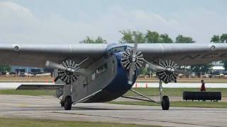 Oshkosh Ford TriMotor EAA AirVenture Indiana Jones plane  HD [upl. by Airetnahs]