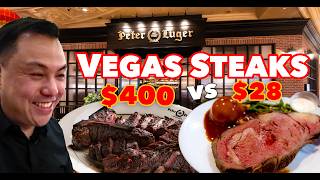 27 vs 400 Vegas Steak Dinner  Vegas Steakhouses  Peter Lugers Golden Steer amp Ellis Island [upl. by Roose]