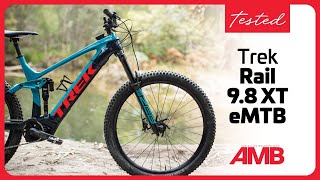 TESTED 2021 Trek Rail 98 XT  more power more control more suspension on this long travel eMTB [upl. by Chemaram]