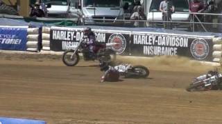 Brad Baker and Jimmy Wood crash at the Peoria TT [upl. by Dnomaj528]