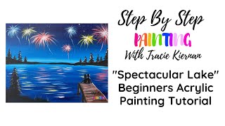 How To Paint Fireworks Over A Lake Beginner Acrylic Painting Tutorial [upl. by Attezi]