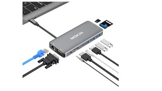 USB C Hub Multiport Adapter 10 in 1 Portable Dongle with 4K HDMI VGA Ethernet 3 USB Ports Audi [upl. by Salter]