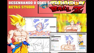 DESENHANDO GOKU O LENDÁRIO SUPER SAYAJIN NO RETAS STUDIO [upl. by Viviyan]