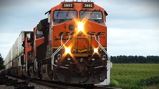 BNSF Intermodal with a great horn SD70ACe DPU [upl. by Anasxor]