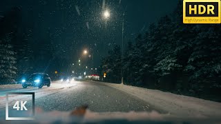 Relaxing Snowfall Drive in Sweden  4K HDR  Driving Sounds for Sleep and Study ASMR [upl. by Kerge34]