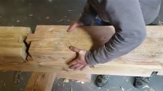 Japanese Carpentry Scarf Joint Kanawa Tsugi 金輪継 Test Fit [upl. by Leroj431]