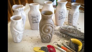 Building and Cleaning a Vase or Bottle Form with the Pinch and Coil Methods [upl. by Ileek74]