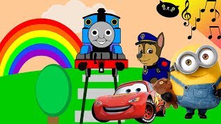 Thomas the Tank Engine and his Friends sing a Song  Train Cars Bob the builder Minions Paw Patrol [upl. by Eiramait]