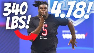 478 40 YARD DASH AT 340 LBS JORDAN DAVIS NFL COMBINE 2022 [upl. by Nozicka737]