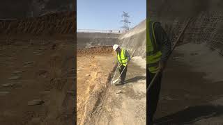 Foundation Trench Excavating Lime Line Spreading Process [upl. by Skcirdnek]