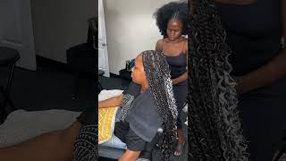 Medium knotless braids  hairstyles braidhairstylesforblackwomen knotlessbraids [upl. by Abbie]