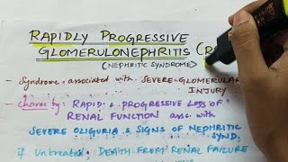 Rapidly Progressive Glomerulonephritis RPGN  Nephritic syndrome  Pathology  Handwritten notes [upl. by Wilie]