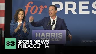 Michigan Gov Gretchen Whitmer joins Gov Josh Shapiro at Harris campaign rally in Montgomery County [upl. by Ahsinwad]