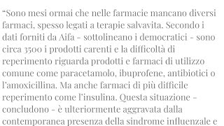 Mancano farmaci perché c’è Covid e influenza 🤧 [upl. by Yslehc660]