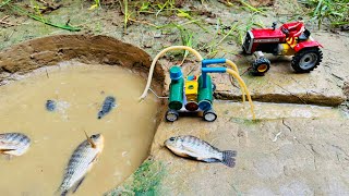 Catch fish using mini water pump  fishing exciting  diy tractor ‪sunfarming7533‬ [upl. by Anovahs]