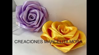 DIY Como Hacer una Rosa Flor Liston Satin How to Make Rose RibbonРозаクリップ簪Fita Cetin [upl. by Netsruk]