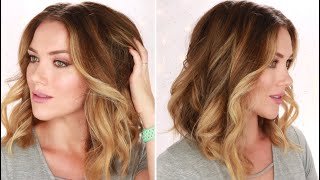 HOW TO CURL YOUR HAIR FOR BIG SOFT BEACH WAVES  SHORT TO MEDIUM HAIR  RITA ALMUSA [upl. by Ab782]