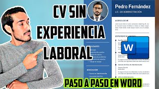 COMO CREAR UN CV SIN EXPERIENCIA LABORAL EN WORD  PASO A PASO 2024 [upl. by Gasperoni]