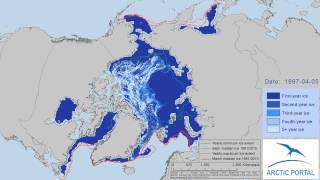 Arctic sea ice age and minmaxmedian 19792015 [upl. by Marl]