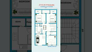 27x40 House plan 27 by 40 Home plan 2740 2BHK with car Parking shorts viral homeplan homedesign [upl. by Bekki]