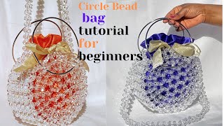 HOW TO MAKE ROUND BEADED BAGCIRCLE BAG TUTORIALBEAD BAG TRENDING BEAD BAGHOW TO MAKE PEARL BAG [upl. by Ilsel]