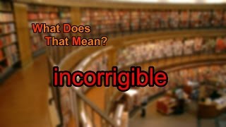 What does incorrigible mean [upl. by Corbet]