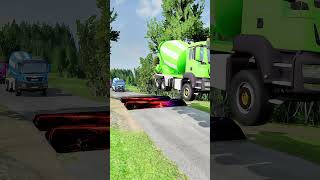 CONCRETE MIXER vs GIANT SPEED BUMPS Shorts TruckFail RoadTripDisasters ConstructionFail [upl. by Rockie234]