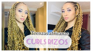 TRENZAS AFRICANAS CON CURLS RIZOS como hacer trenzas [upl. by Airotcivairam]