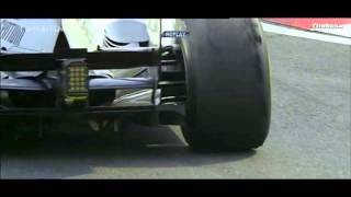 F1 Chinese GP 2013  Lewis Hamilton Slow Motion Tyre Graining [upl. by Eirrej143]