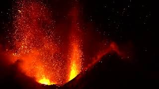 Snowy Mount Etna spurts lava into night sky [upl. by Arlana614]