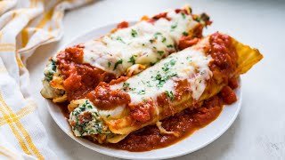 How To Make Baked Spinach and Cheese Stuffed Manicotti [upl. by Doig]