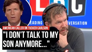 American callers react to Tucker Carlson leaving Fox  LBC [upl. by Spillar]