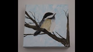 9 Easy Acrylic Painted Chickadee Bird Acrylic Painting for Beginners [upl. by Edmund]