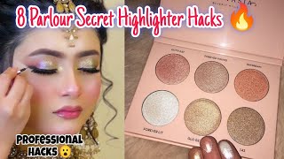 8 Different ways to apply highlighter Parlor Secret Highlighter🥰beautyhacks  Highlighter Hacks [upl. by Dnomder]