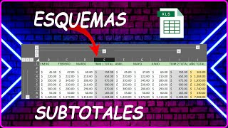 COMO HACER ESQUEMAS MANEJO DE ESQUEMAS Y SUBTOTALES EN EXCEL 42 [upl. by Aznola]