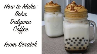 Boba Dalgona Coffee  Boba Pearls without Tapioca Starch From Scratch [upl. by Ahsikat639]