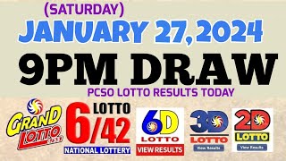 Lotto Result Today 9pm draw January 27 2024 655 642 6D Swertres Ez2 PCSOlotto [upl. by Atsirhc618]