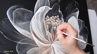 Transparent Flower on Black Background  Acrylic Painting Step by Step 211 [upl. by Alaet]