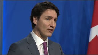 Prime ministers Justin Trudeau Boris Johnson and Mark Rutte speak with reporters – March 7 2022 [upl. by Whitford]