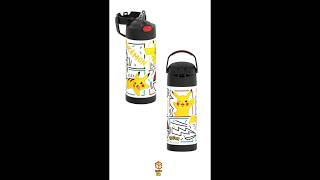 Pokemon Thermos FUNtainer Botella de agua de 14 oz con asa [upl. by Aifos]