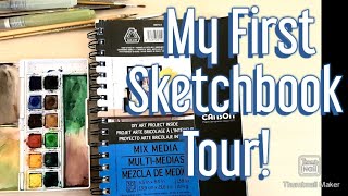 My First Sketchbook Tour Canson Mixed Media Sketchbook [upl. by Namialus]