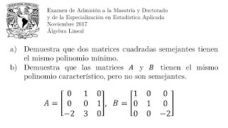 Un problema sobre el polinomio mínimo  Examen de Admisión a la Maestría [upl. by Atinnek]