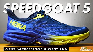 HOKA SPEEDGOAT 5 First Run amp First Impressions  Best Trail Running Shoes  Run4Adventure [upl. by Maridel]