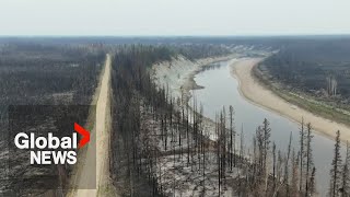 Wildfire concerns spike as lake river levels hit historic low in Northwest Territories [upl. by Jody]