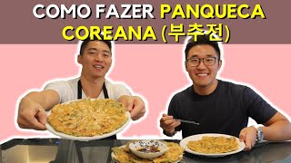 COMO FAZER PANQUECA COREANA 부추전  CULINÁRIA COREANA  COREANOS MIB [upl. by Telrats31]