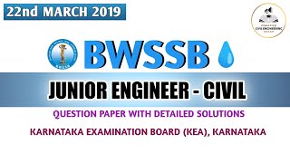 BWSSB Junior Engineer Civil Question Paper Solutions  BWSSB Recruitment 2019 [upl. by Rizan108]