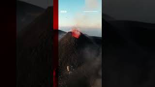 Mount Etna Europes most active volcano erupts into Sicilys night sky Volcano BBCNews [upl. by Sordnaxela197]