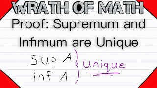 Proof Supremum and Infimum are Unique  Real Analysis [upl. by Nibas293]